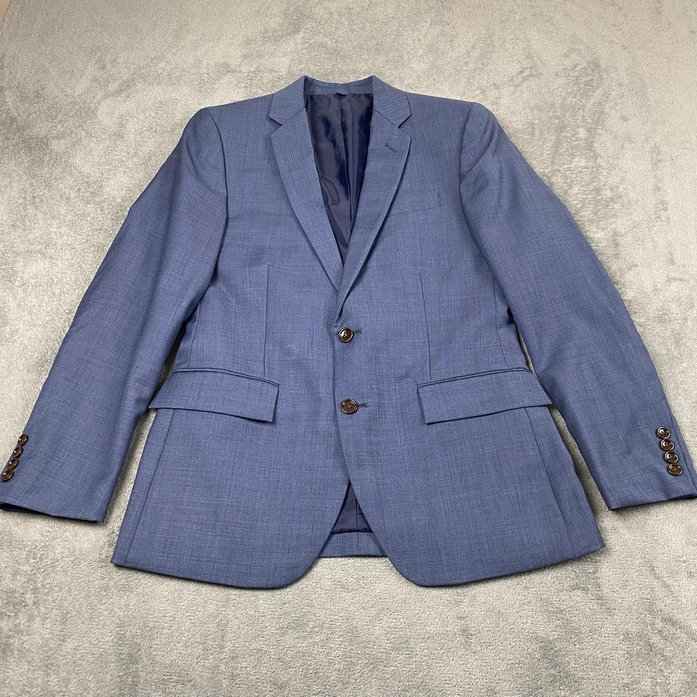 J.Crew Mens 36S Thompson Suit Jacket Blue 100% Wool Two Button Sport Coat Blazer